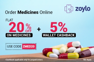 Get flat 20% of + Extra 5% cashback on medicine orders